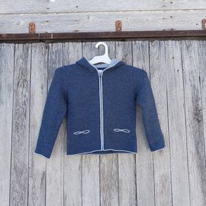 H. Moser Salzburg Wool Blend Blue Sweater Cardigan Size 116 (5/6 Years) Zip